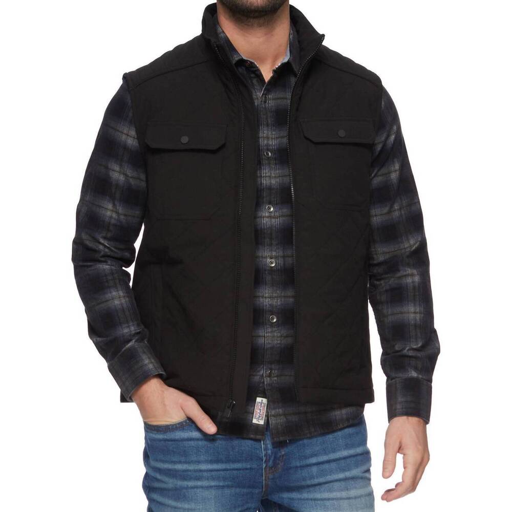 NEW FLAGS & ANTHEM chapin quilted vest in black